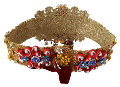 Cintura Carretto Dolce &amp; Gabbana con cristalli floreali e vita larga