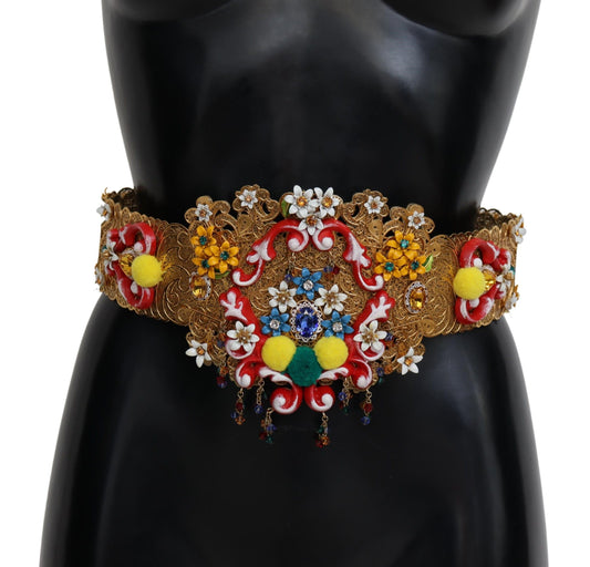 Cintura Carretto Dolce &amp; Gabbana con cristalli floreali e vita larga