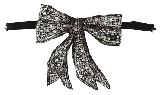 Collana con fiocco in paillettes e perline di cristallo argentate Dolce &amp; Gabbana