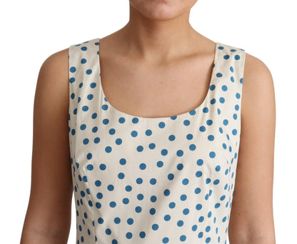 Abito a trapezio in cotone beige a pois Dolce &amp; Gabbana