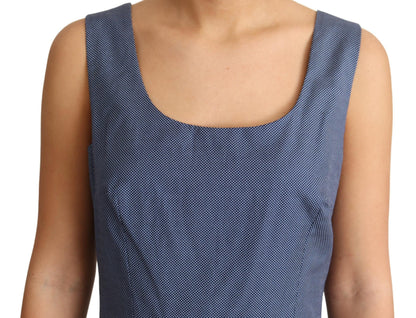 Abito elasticizzato a trapezio in cotone a pois blu Dolce &amp; Gabbana