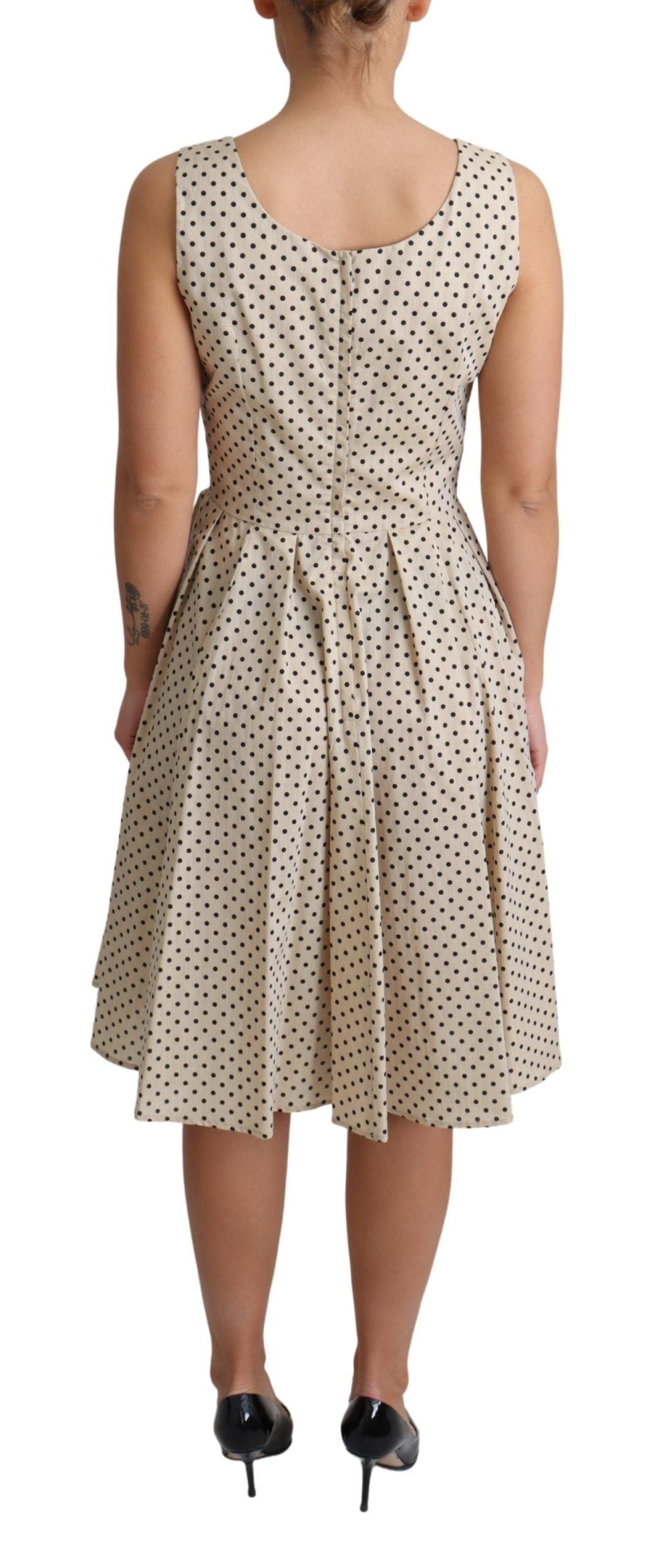 Abito a trapezio in cotone a pois beige Dolce &amp; Gabbana