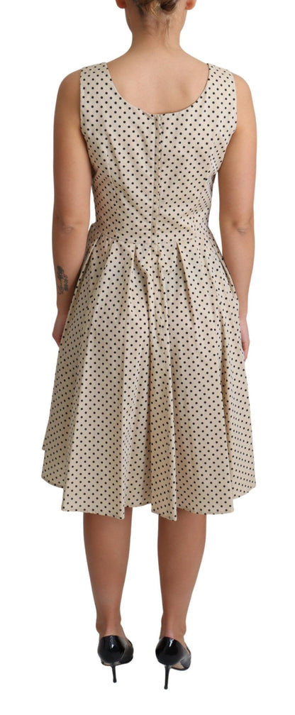 Abito a trapezio in cotone a pois beige Dolce &amp; Gabbana