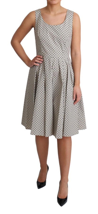 Abito a trapezio in cotone a pois beige Dolce &amp; Gabbana