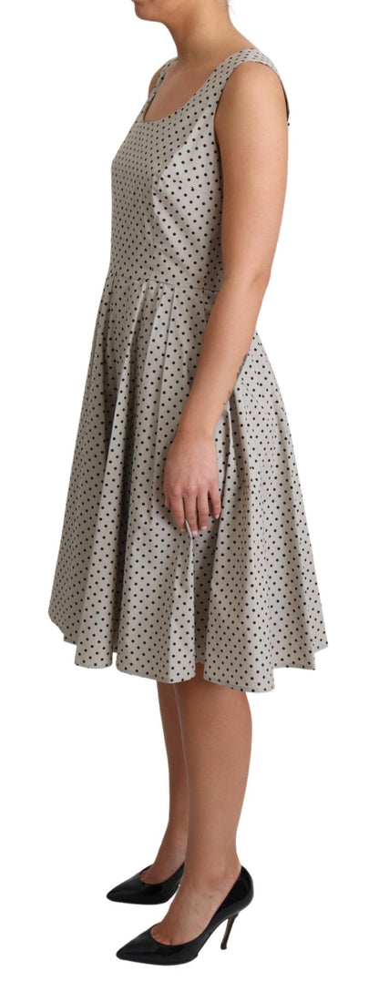Abito a trapezio in cotone a pois beige Dolce &amp; Gabbana