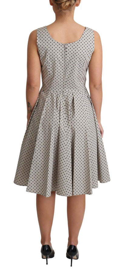 Abito a trapezio in cotone a pois beige Dolce &amp; Gabbana