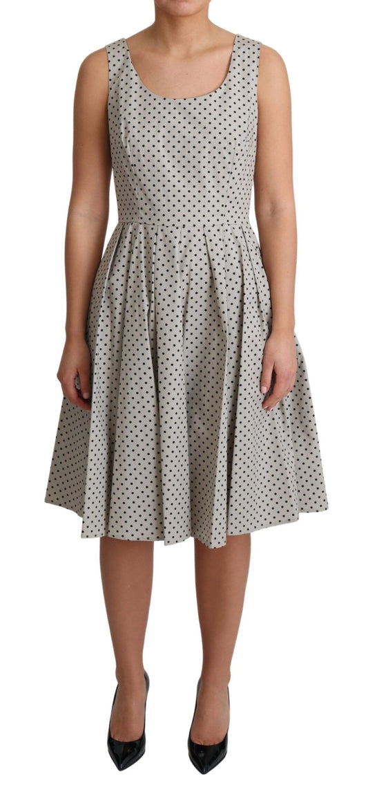 Abito a trapezio in cotone a pois beige Dolce &amp; Gabbana
