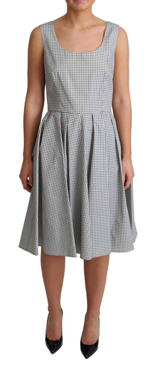 Abito a trapezio in cotone grigio a pois Dolce &amp; Gabbana