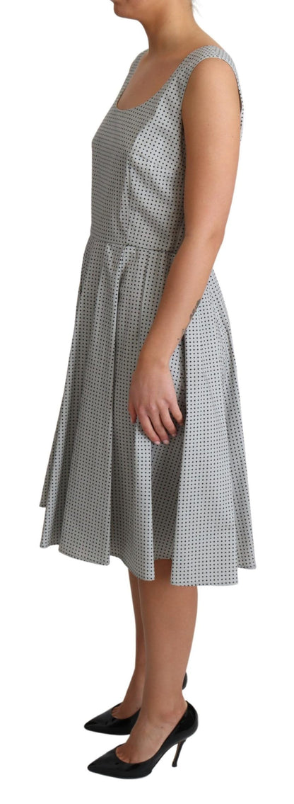 Abito a trapezio in cotone grigio a pois Dolce &amp; Gabbana