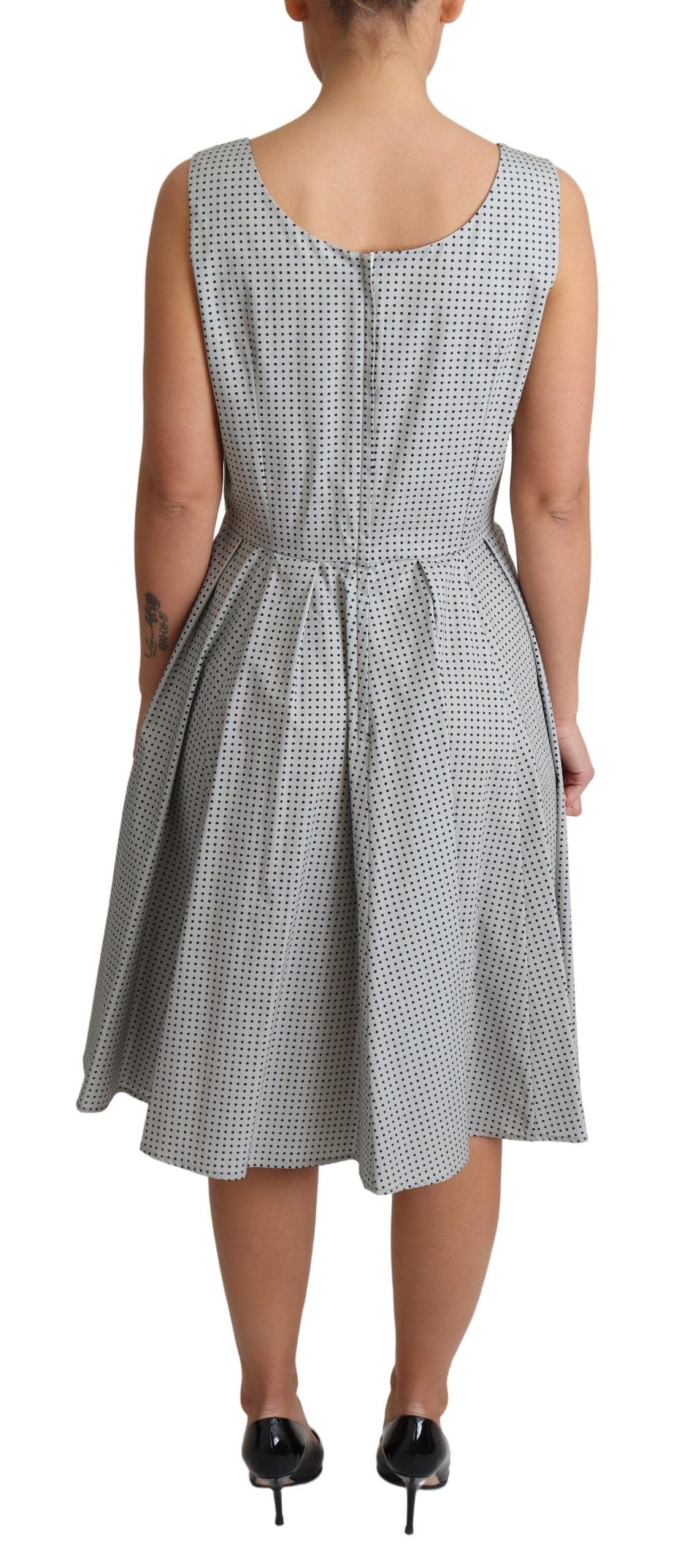 Abito a trapezio in cotone grigio a pois Dolce &amp; Gabbana