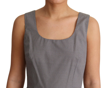 Abito a trapezio in cotone geometrico blu beige Dolce &amp; Gabbana