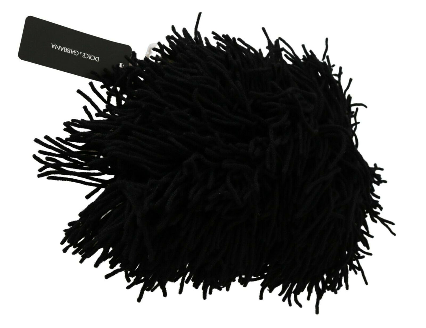 Cappello Dolce &amp; Gabbana in cashmere lavorato a maglia nero e bianco con motivo animalier