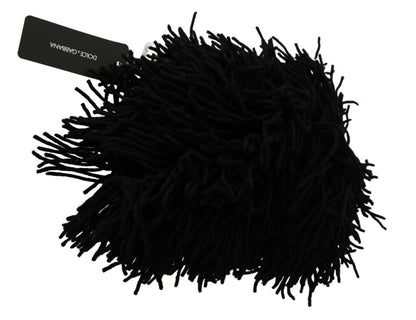 Cappello Dolce &amp; Gabbana in cashmere lavorato a maglia nero e bianco con motivo animalier