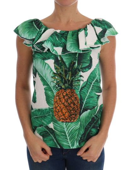 Dolce &amp; Gabbana - T-shirt con paillettes e ananas e banana