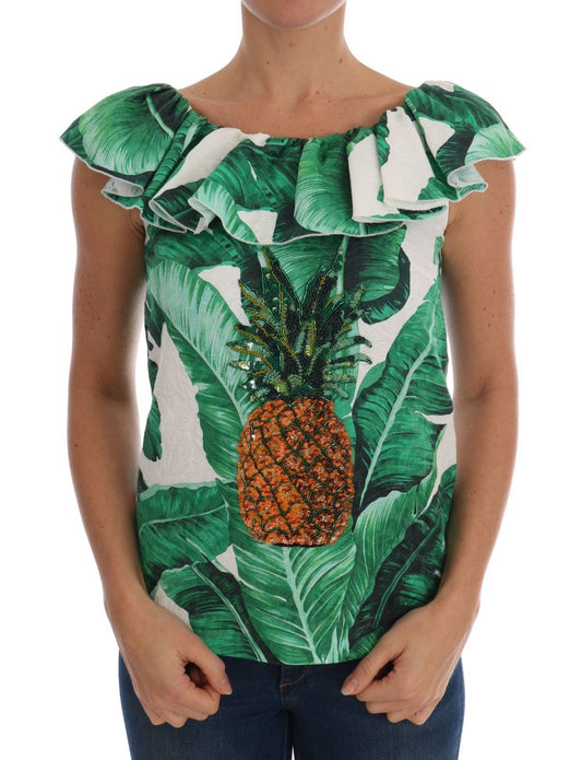 Dolce &amp; Gabbana - T-shirt con paillettes e ananas e banana