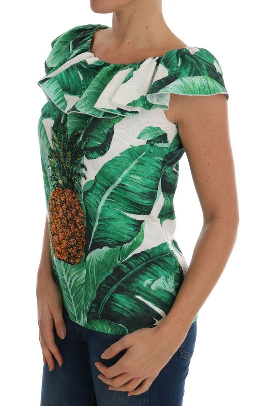 Dolce &amp; Gabbana - T-shirt con paillettes e ananas e banana