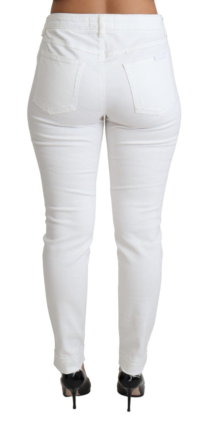 Jeans elasticizzati in cotone e denim skinny bianco Dolce &amp; Gabbana