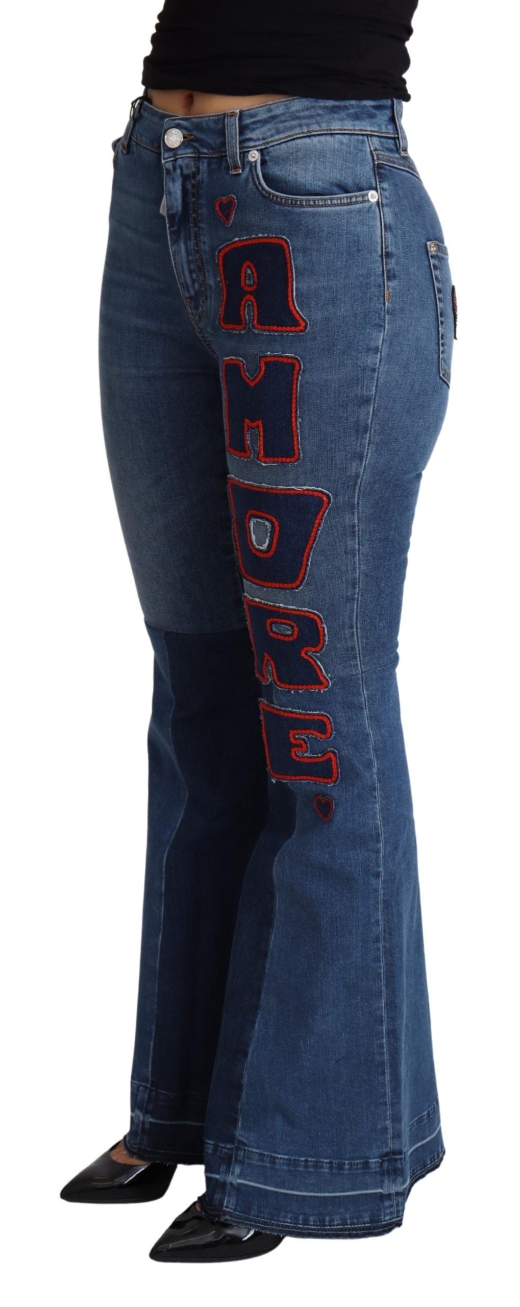 Pantaloni in cotone elasticizzato con patch Amore blu Dolce &amp; Gabbana