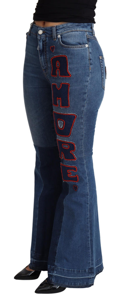 Pantaloni in cotone elasticizzato con patch Amore blu Dolce &amp; Gabbana