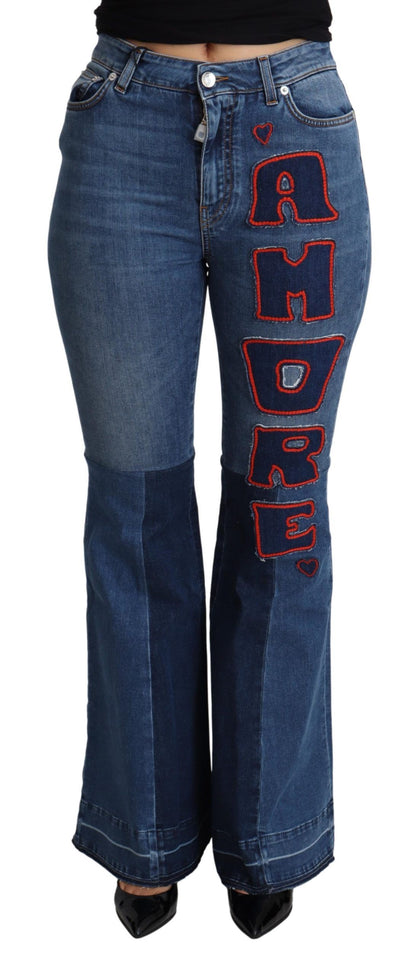 Pantaloni in cotone elasticizzato con patch Amore blu Dolce &amp; Gabbana