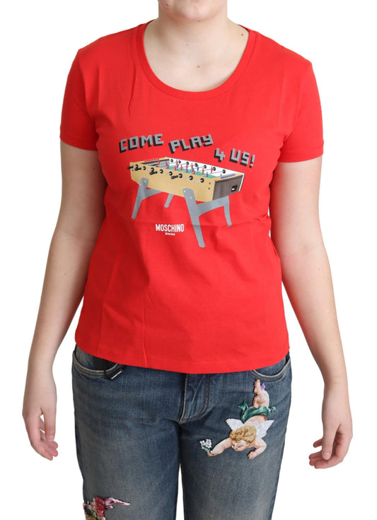 Maglietta e camicetta con stampa Moschino Red Cotton Come Play 4 Us