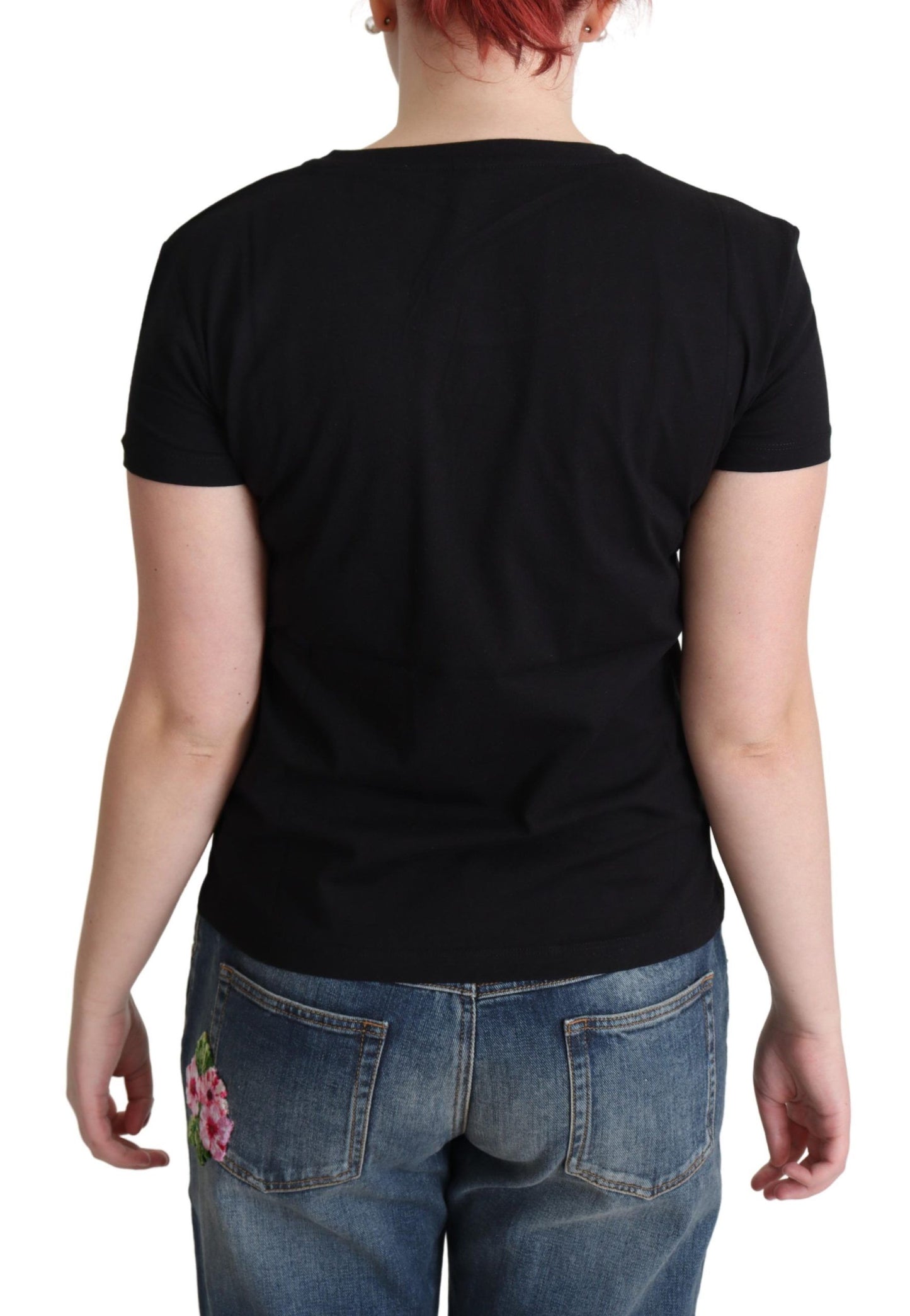T-shirt nera in cotone con stampa "Come Play 4 Us" di Moschino
