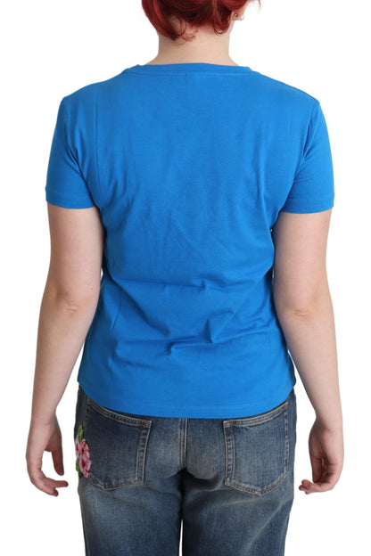 T-shirt Moschino in cotone blu con stampa Sunny Milano