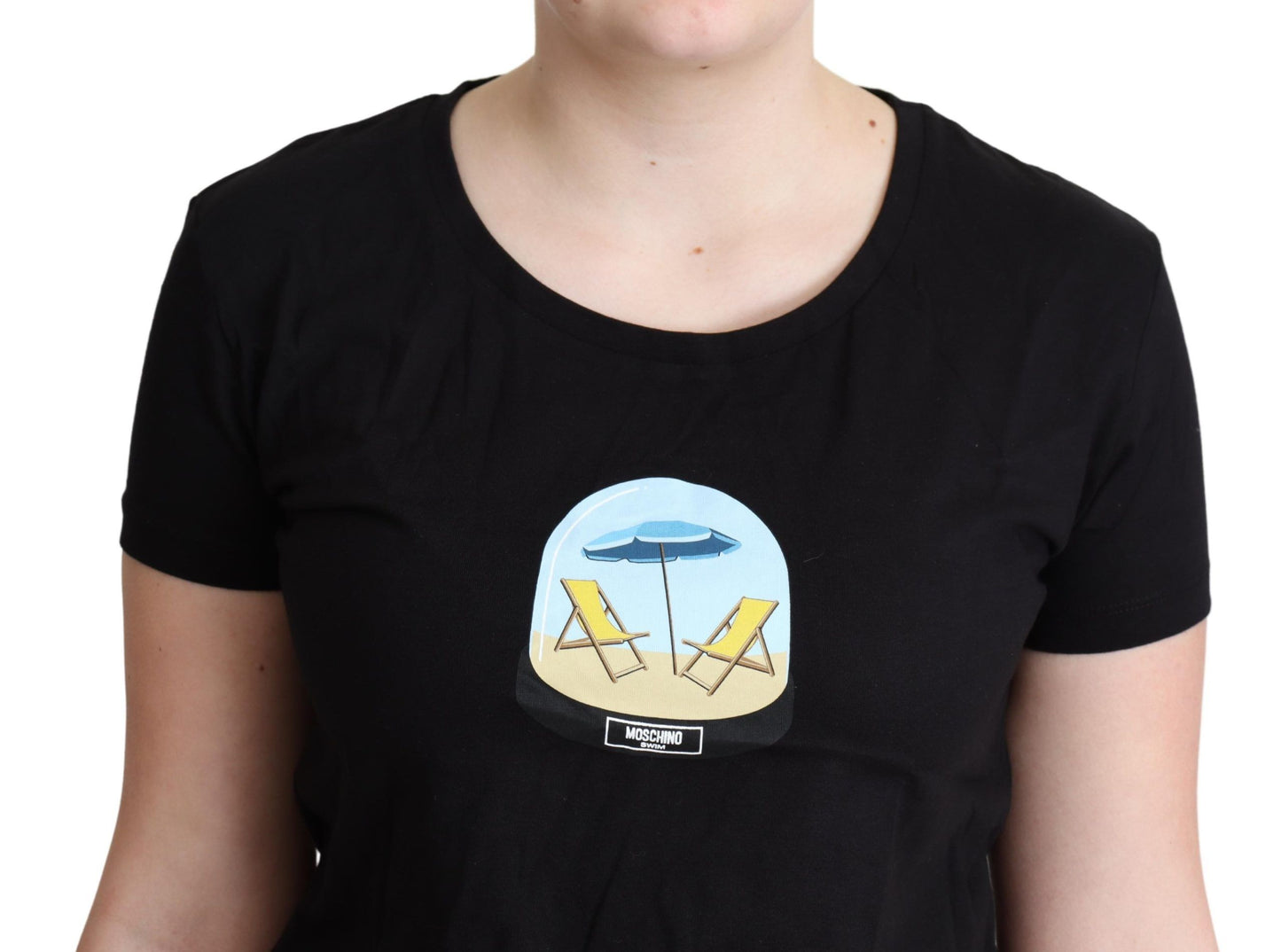 T-shirt a maniche corte in cotone stampato nero Moschino