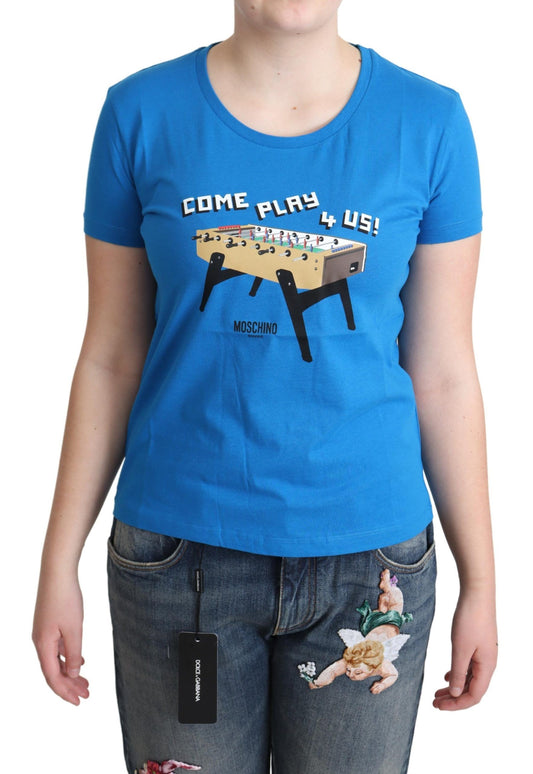 T-shirt con stampa Moschino Blue Cotton Come Play 4 Us