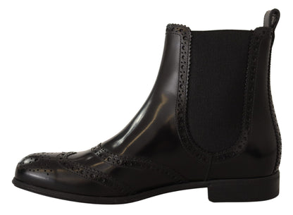 Dolce &amp; Gabbana Stivali alti alla caviglia in pelle nera