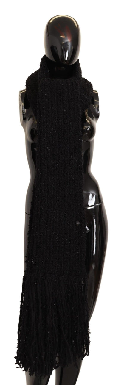 Sciarpa scialle in maglia di lana vergine nera Dolce &amp; Gabbana