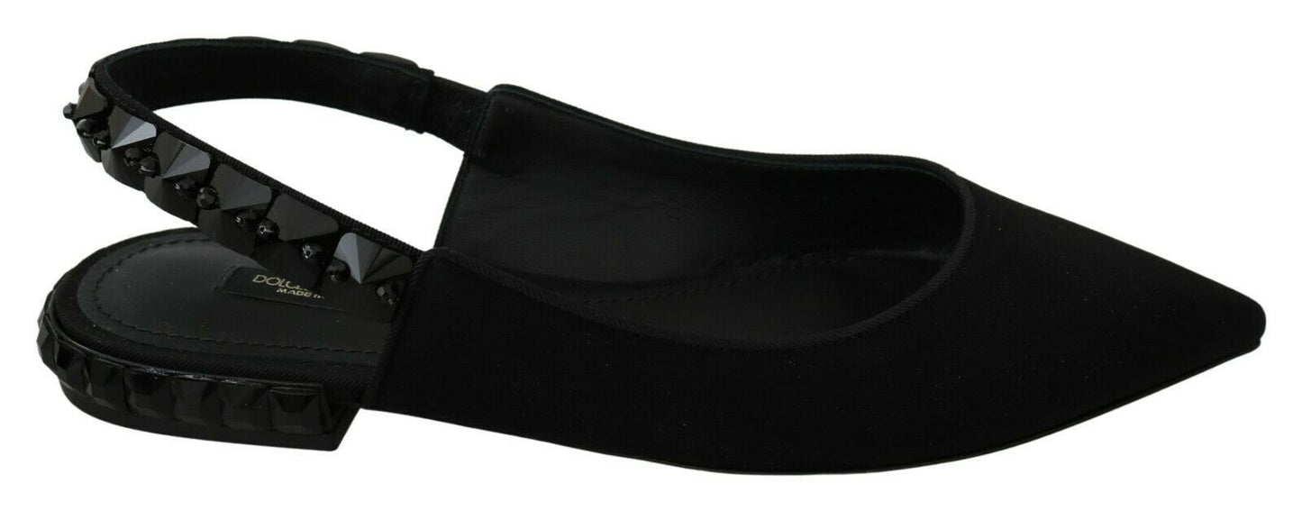 Dolce &amp; Gabbana Scarpe basse nere con cinturino posteriore in charmeuse