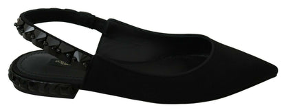 Dolce &amp; Gabbana Scarpe basse nere con cinturino posteriore in charmeuse