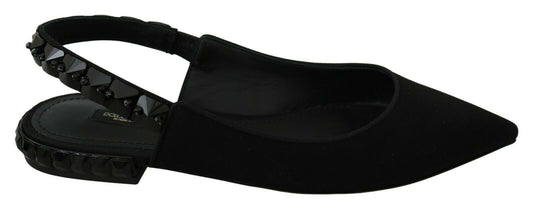Dolce &amp; Gabbana Scarpe basse nere con cinturino posteriore in charmeuse