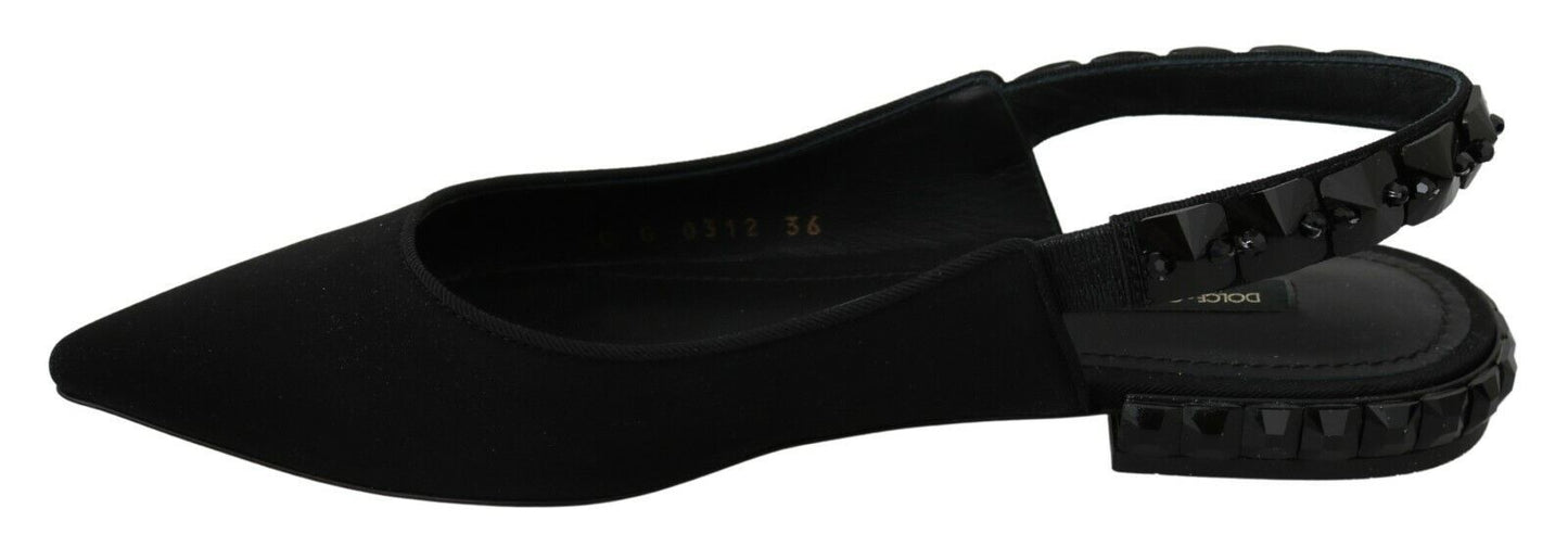 Dolce &amp; Gabbana Scarpe basse nere con cinturino posteriore in charmeuse