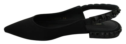 Dolce &amp; Gabbana Scarpe basse nere con cinturino posteriore in charmeuse