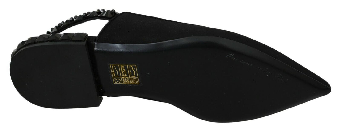 Dolce &amp; Gabbana Scarpe basse nere con cinturino posteriore in charmeuse
