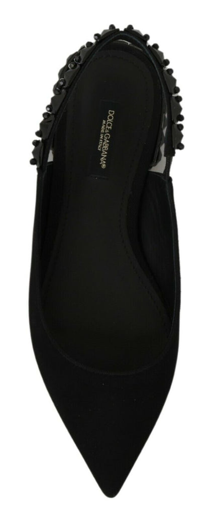 Dolce &amp; Gabbana Scarpe basse nere con cinturino posteriore in charmeuse