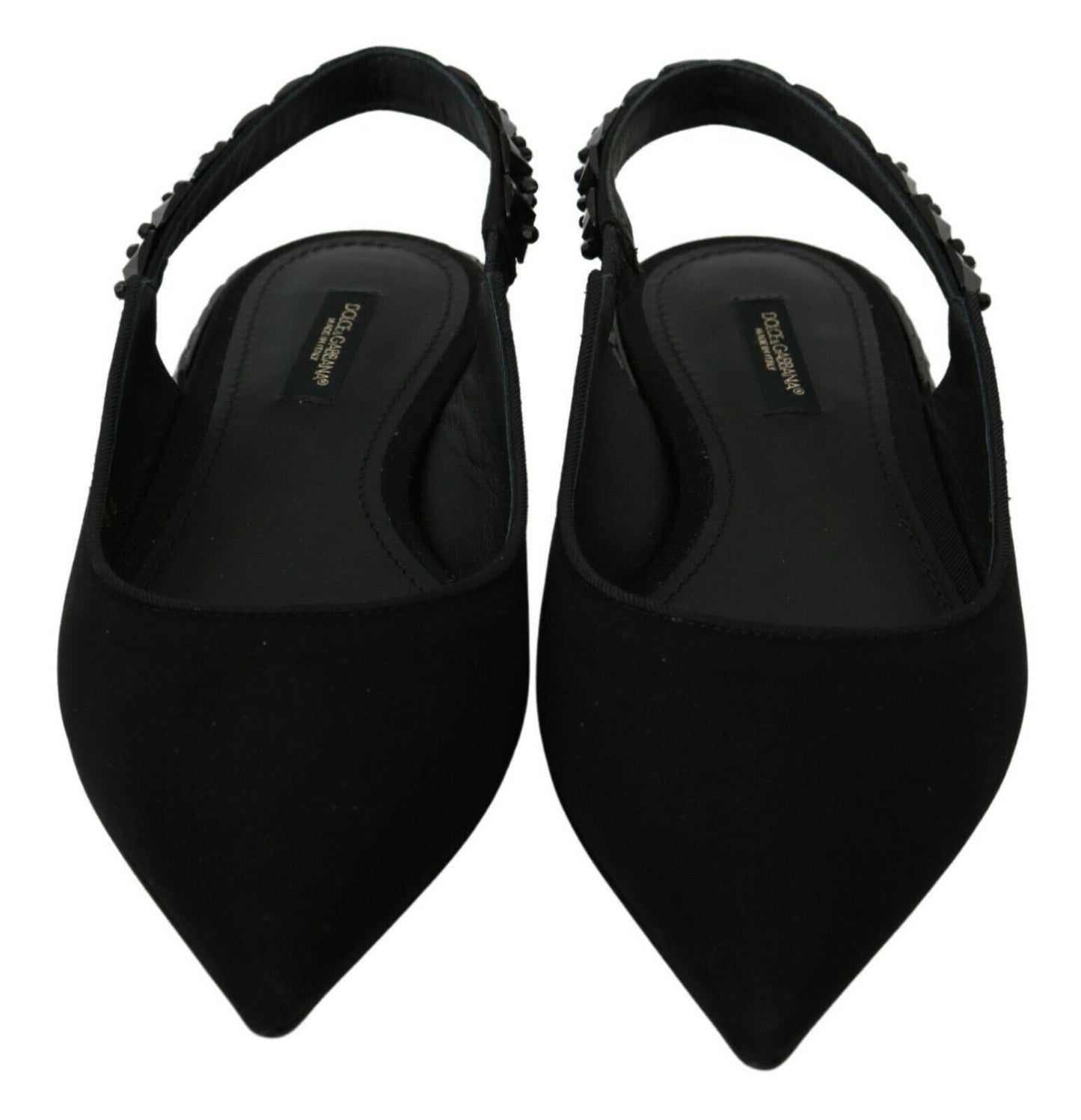 Dolce &amp; Gabbana Scarpe basse nere con cinturino posteriore in charmeuse