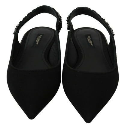 Dolce &amp; Gabbana Scarpe basse nere con cinturino posteriore in charmeuse