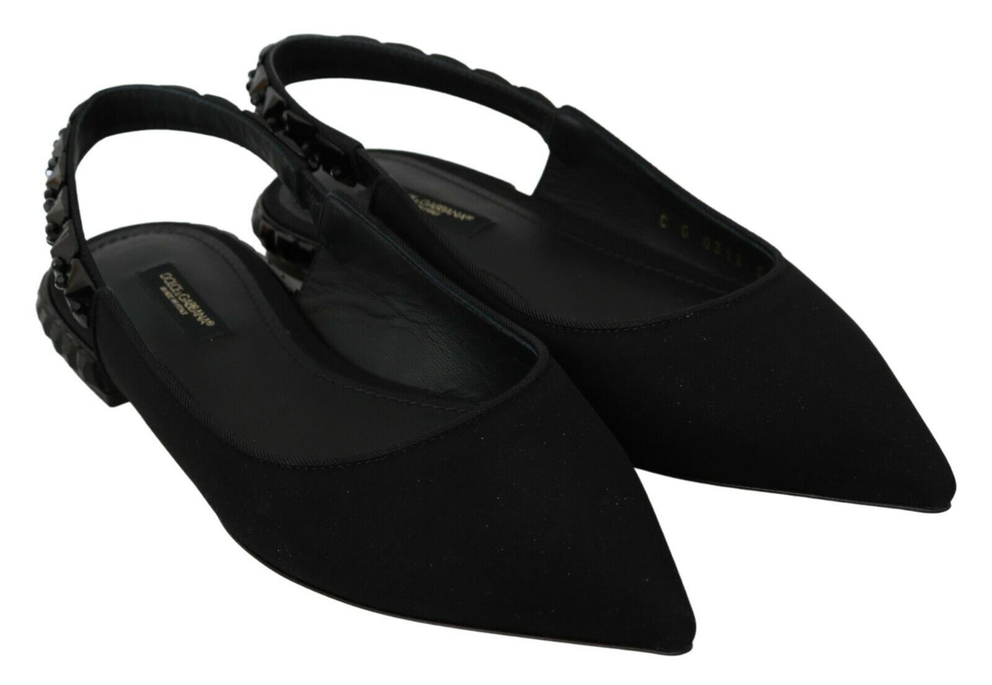Dolce &amp; Gabbana Scarpe basse nere con cinturino posteriore in charmeuse