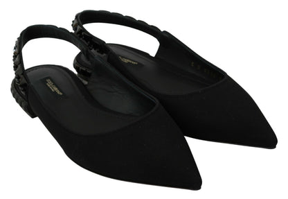Dolce &amp; Gabbana Scarpe basse nere con cinturino posteriore in charmeuse