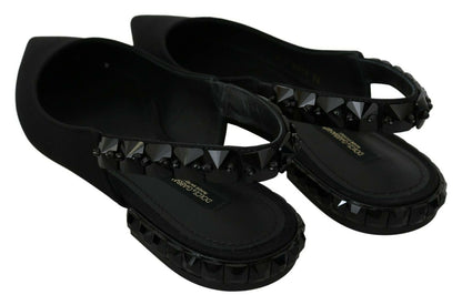 Dolce &amp; Gabbana Scarpe basse nere con cinturino posteriore in charmeuse