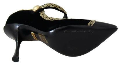 Scarpe Mary Jane con tacco Dolce & Gabbana in velluto nero decorato