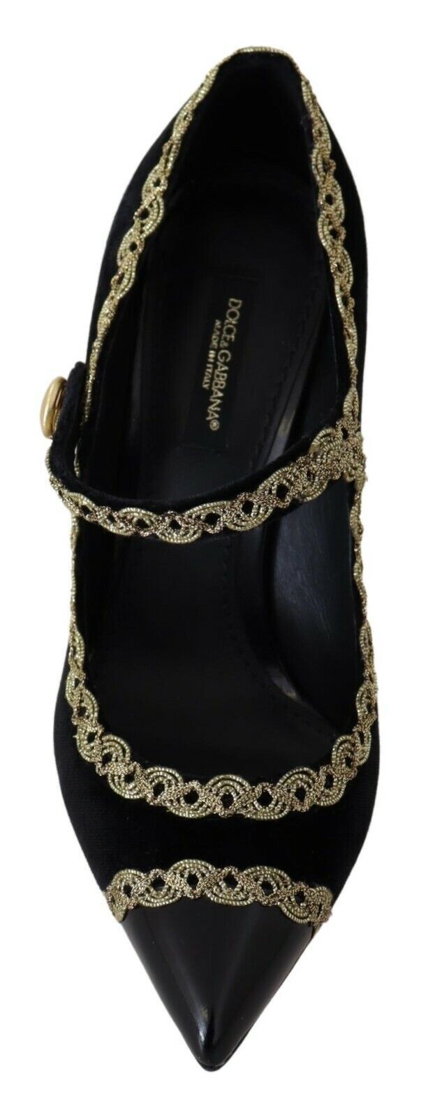 Scarpe Mary Jane con tacco Dolce & Gabbana in velluto nero decorato
