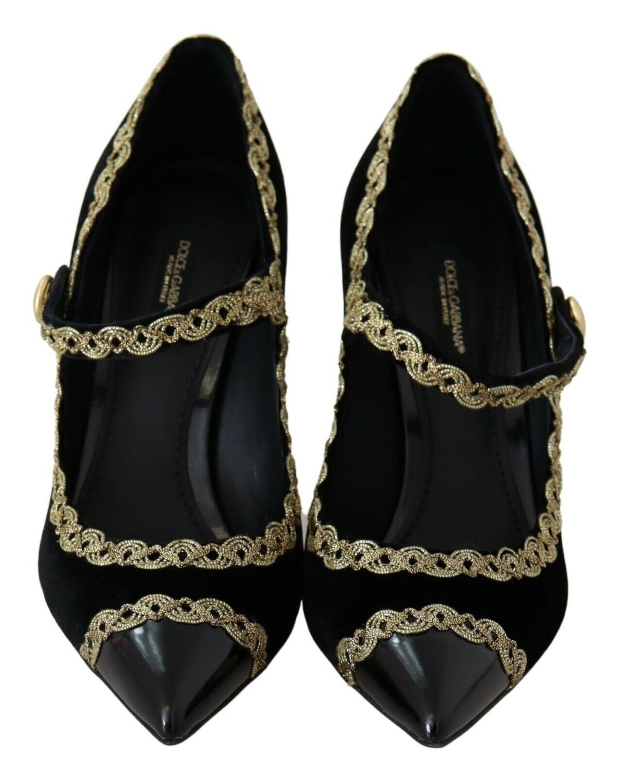 Scarpe Mary Jane con tacco Dolce & Gabbana in velluto nero decorato