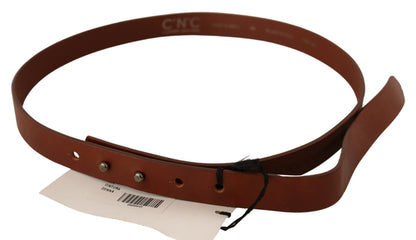 Cintura in pelle marrone con chiusura argentata Costume National