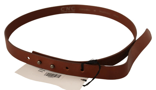 Cintura in pelle marrone con chiusura argentata Costume National