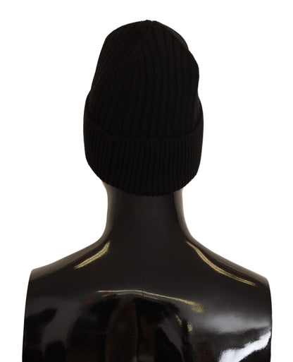 Cappello invernale da donna in maglia di lana nera Dolce &amp; Gabbana