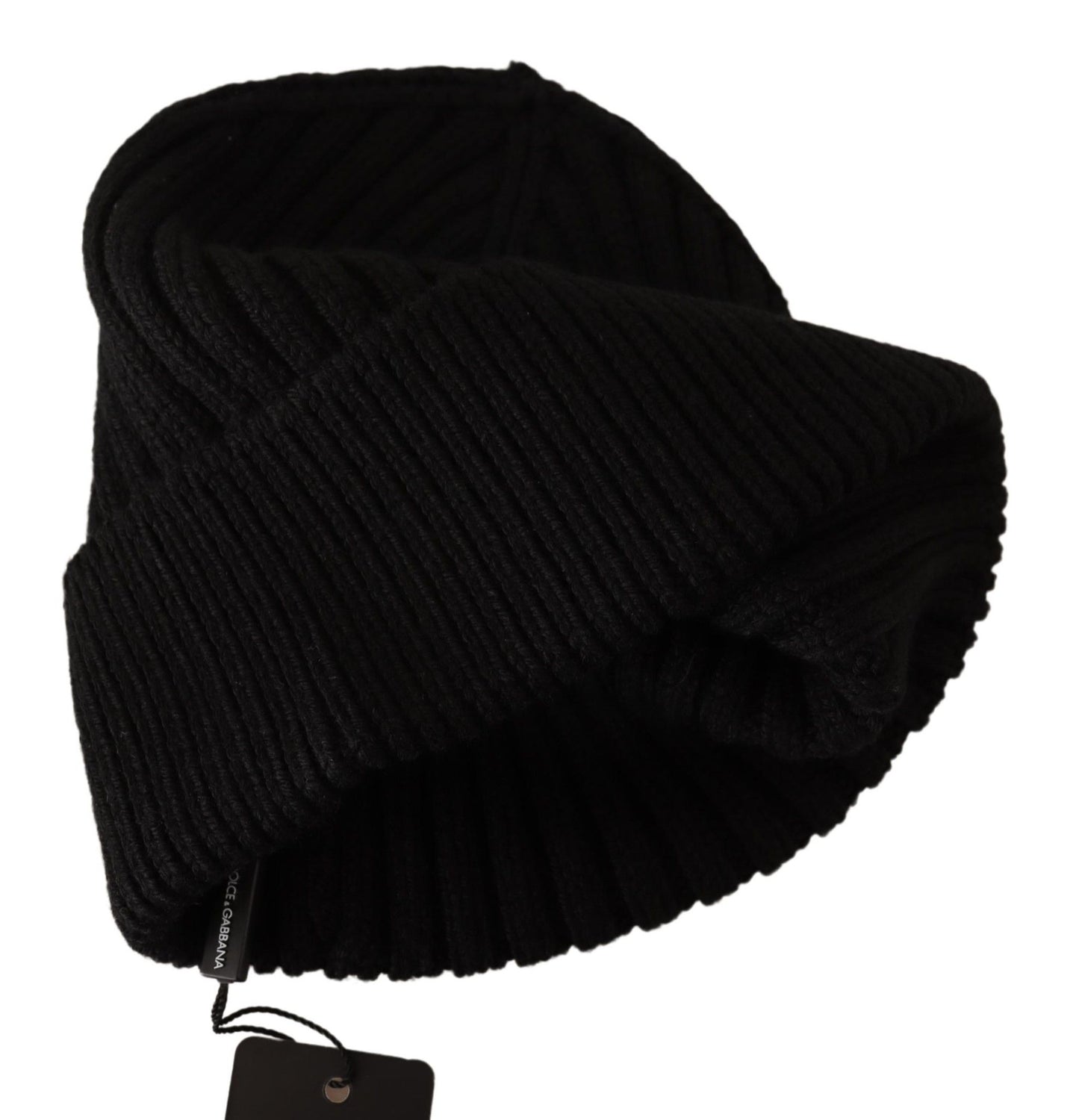 Cappello invernale da donna in maglia di lana nera Dolce &amp; Gabbana